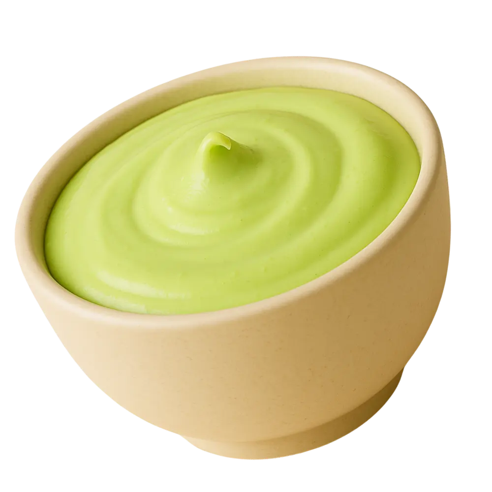 Sốt kem dẻo matcha xanh mịn trong bát