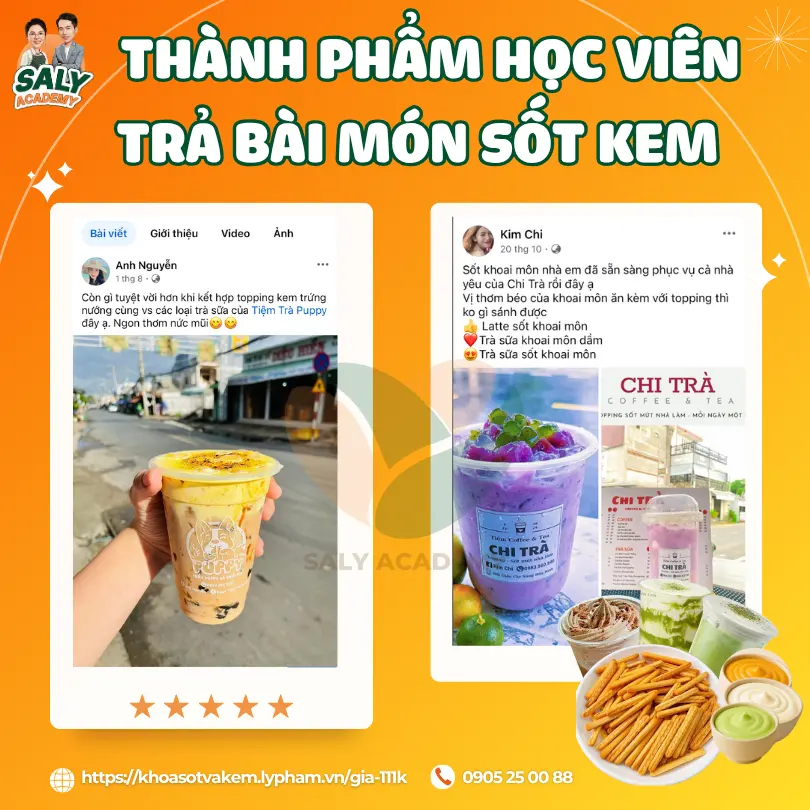 Phản hồi học viên trả bài món sốt kem tại quán