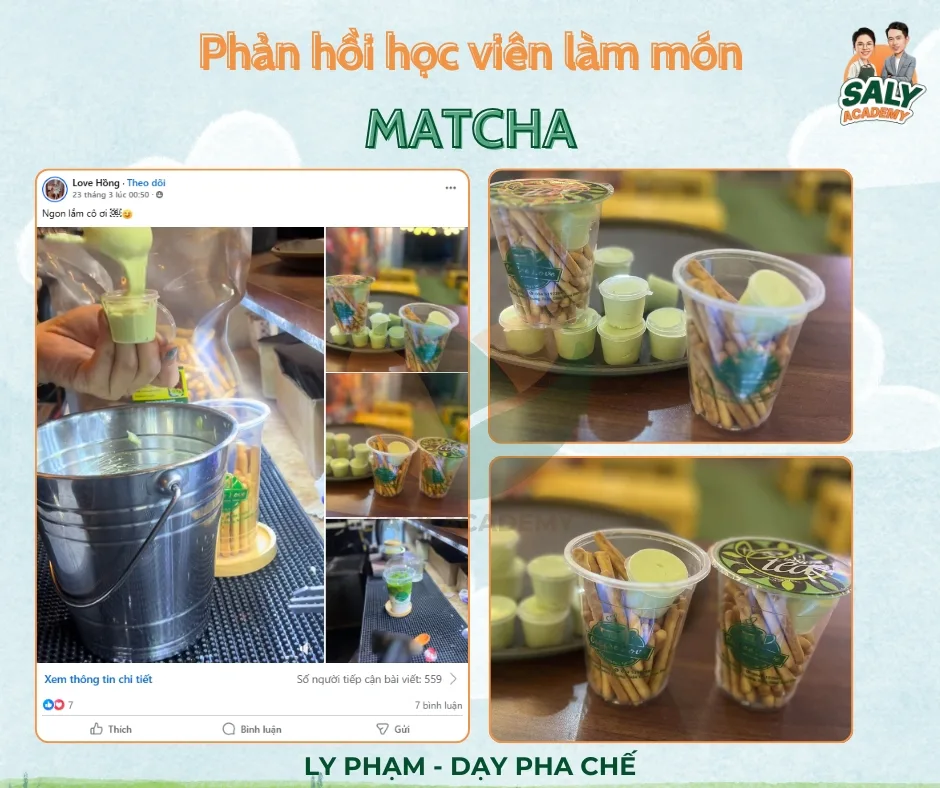 Nhiều món matcha học viên tự pha chế sau khi hoàn thành bài học