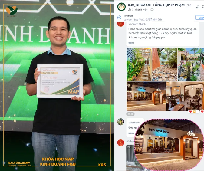 Học viên Học viện Ly Phạm nhận chứng nhận khóa học