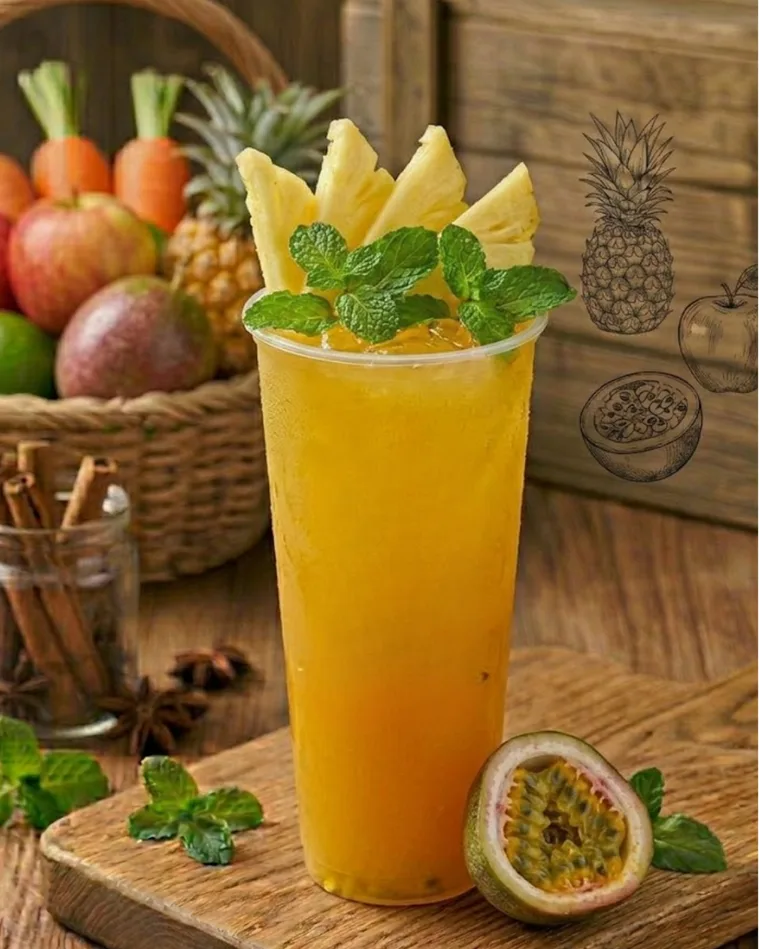Ly nước ép thơm chanh dây thành phẩm - công thức mix vị trong khóa Nước ép trái cây